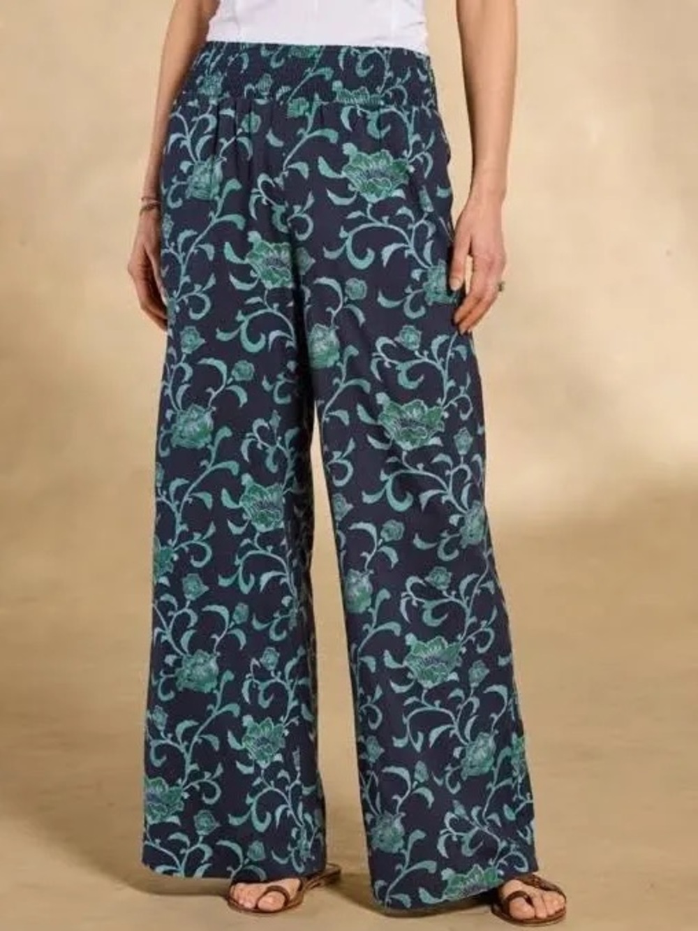 Sundance Himari Wide-Leg Pants in Navy & Teal size Medium